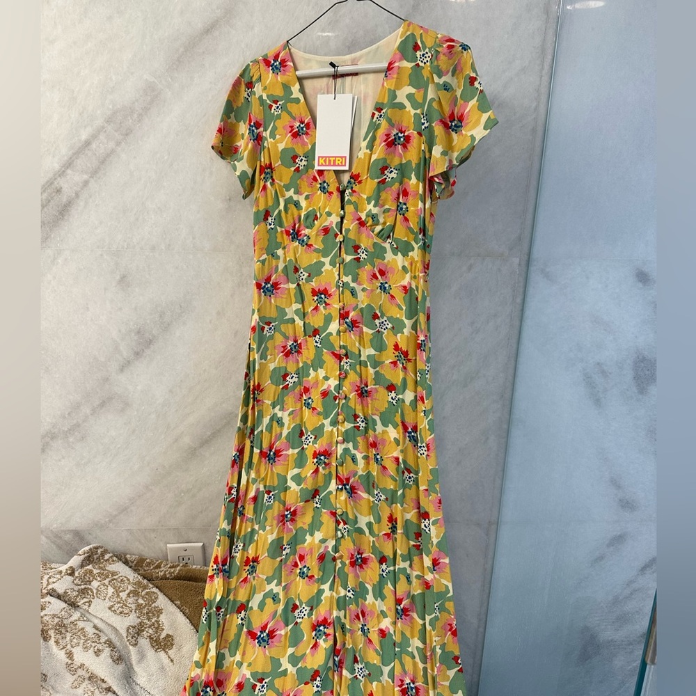 KitiriGreen Floral Maxi Dress